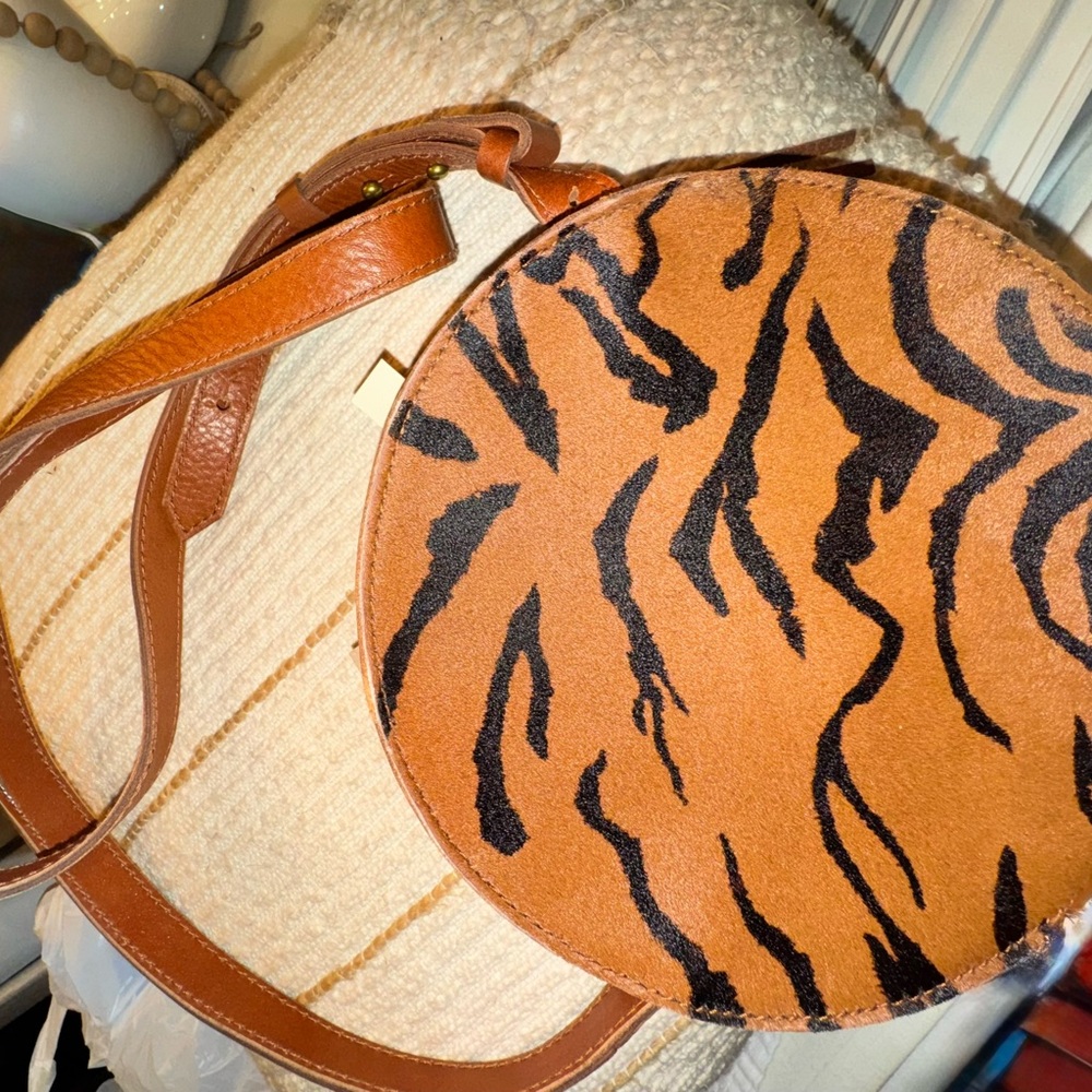 Madewell Tan and Black Animal Print Crossbody Bag